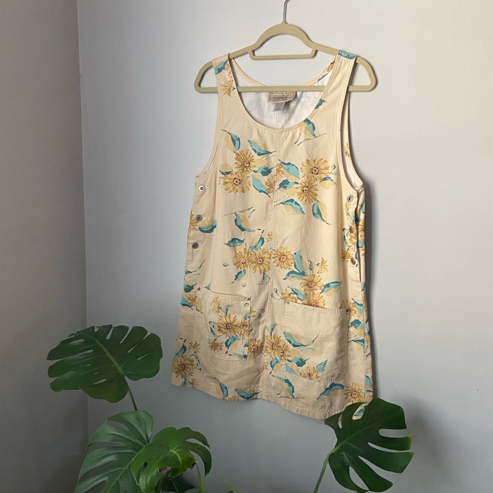 Vintage Express Pale Yellow Floral Jumper Dress
